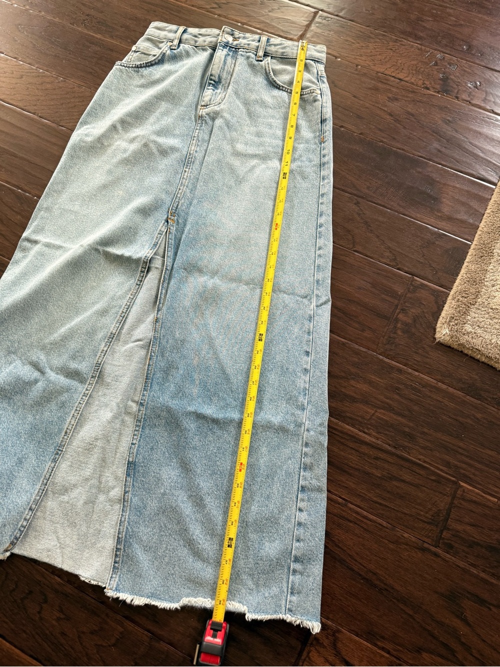 Pilcro from Anthropologie, Madi front-slit denim skirt, Endless summer wash, 4 - Picture 14 of 16